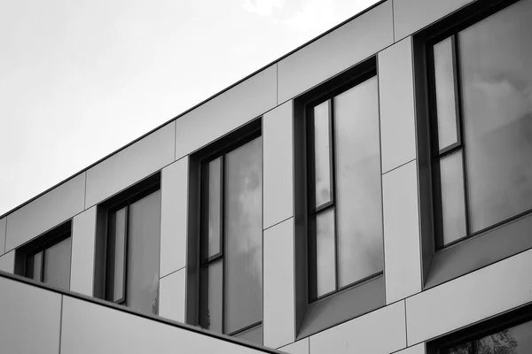Modern Irodaház Fal Acélból Üvegből Készült Fekete Fehér — Stock Fotó