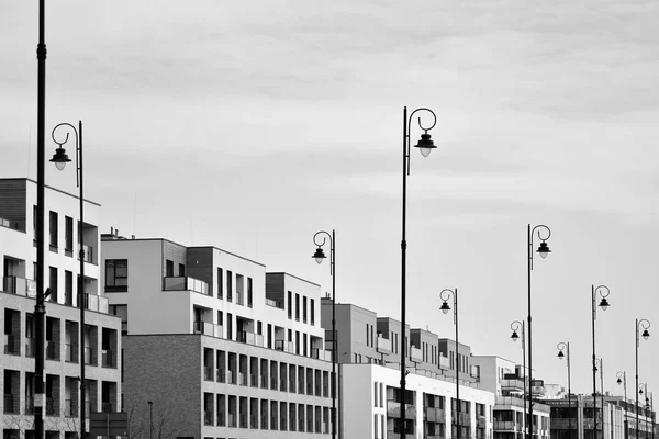 Apartamento Moderno Edifício Exterior Preto Branco — Fotografia de Stock