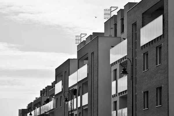 Modern Apartment Building Exterior Black White — Stock Photo, Image