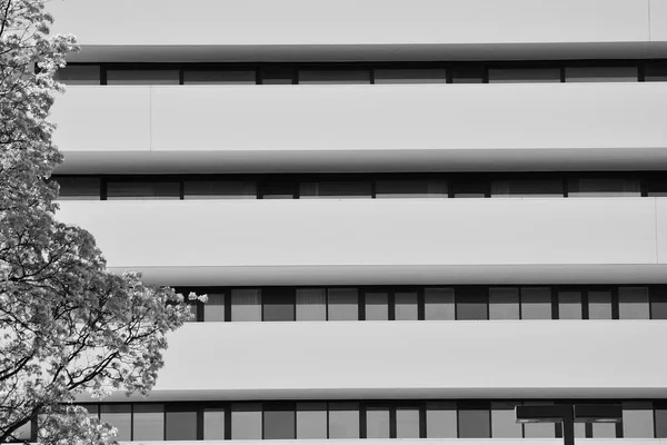 Modern Apartment Building Exterior Black White — Stock Photo, Image