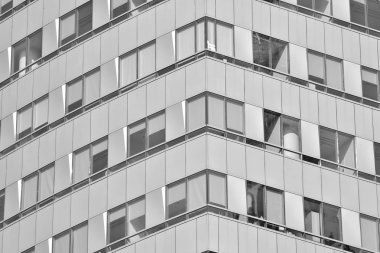 Modern ofis binası duvar yapılmış çelik ve cam. Siyah ve beyaz.