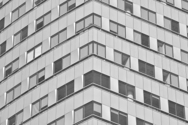 Modern ofis binası duvar yapılmış çelik ve cam. Siyah ve beyaz.