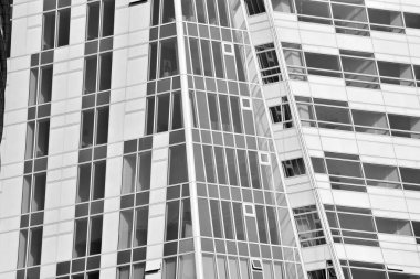 Modern apartman dış görünüşü. siyah ve beyaz.