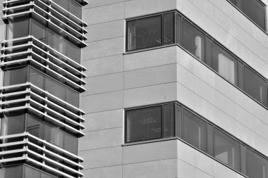 Modern ofis binası duvar yapılmış çelik ve cam. Siyah ve beyaz.