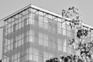 Modern apartman dış görünüşü. siyah ve beyaz.