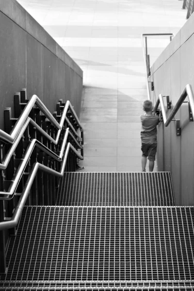 Steel Stair Modern Out Door Style Black White — Stock Photo, Image