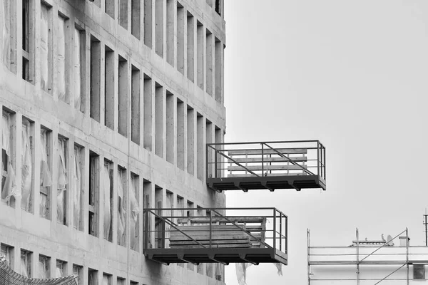 Gebäude Bau Schwarz Weiß — Stockfoto