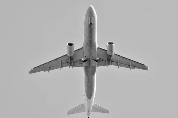 Samolot Niebo Czarno Białe — Zdjęcie stockowe