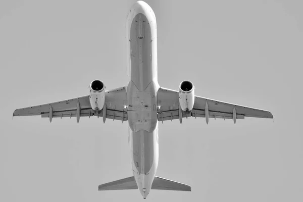 Avión Cielo Blanco Negro —  Fotos de Stock