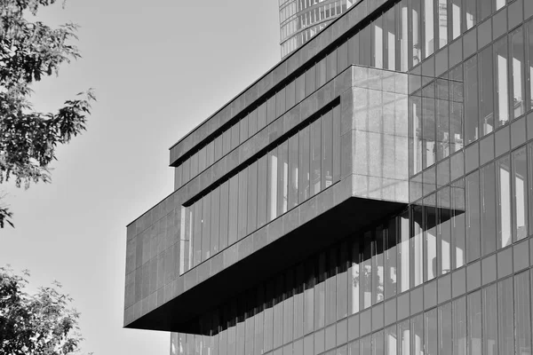 Modern Office Building Wall Made Steel Glass Black White — Stock Photo, Image