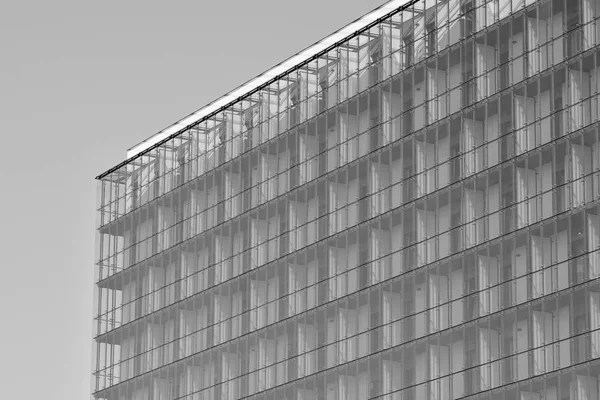 Modern Office Building Wall Made Steel Glass Black White — Stock Photo, Image