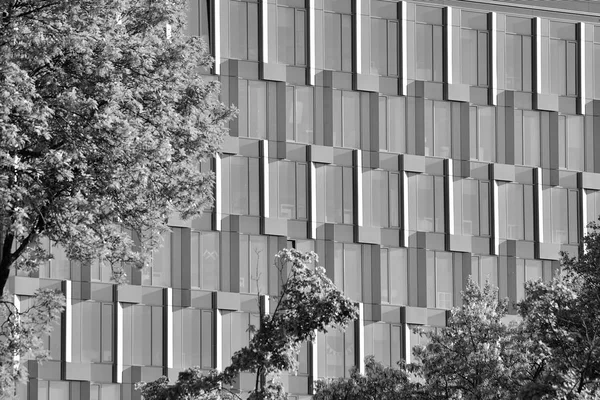 Moderno Edificio Oficinas Pared Acero Vidrio Blanco Negro — Foto de Stock