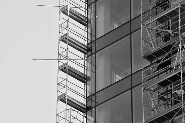 Modern Office Building Wall Made Steel Glass Black White — Stock Photo, Image