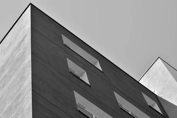 Apartamento Moderno Edifício Exterior Preto Branco — Fotografia de Stock