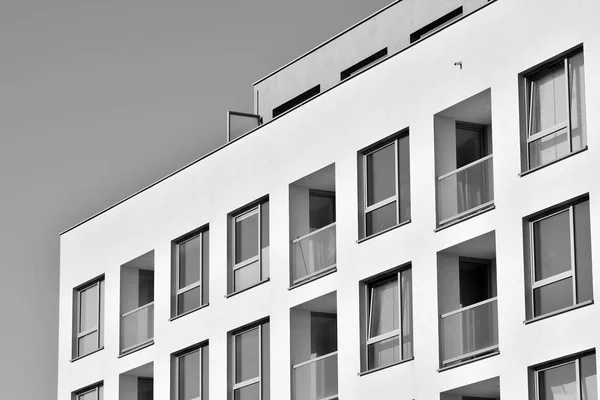 Modern Apartment Building Exterior Black White — Stock Photo, Image