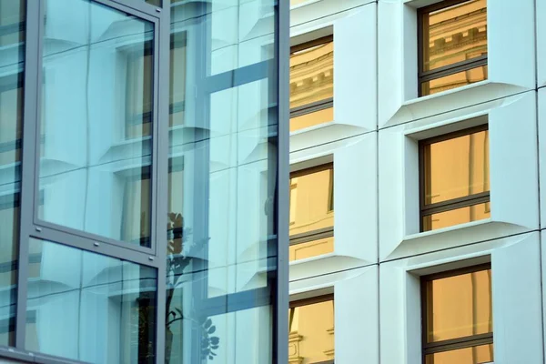 Brown windows of the building. Geometric background. Building\'s facade