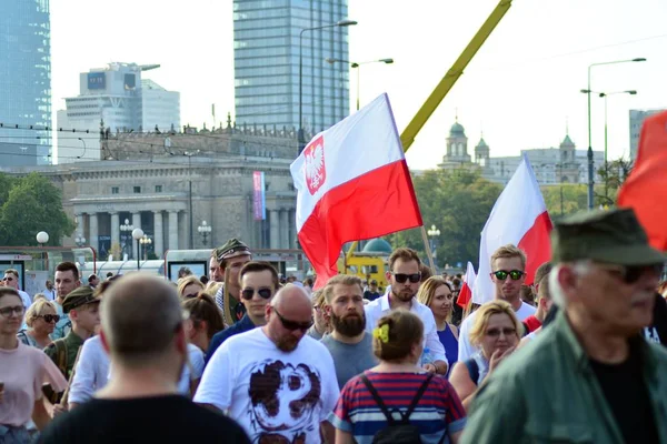 Varšava Polsko Srpna 2018 Oslava Výročí Varšavského Povstání Roman Dmowski — Stock fotografie