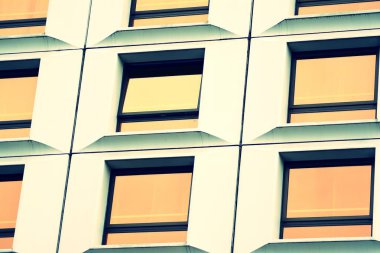 Soyut en az tarzı mimari arka plan. Modern bina cephe detay. Retro renkleri stilizasyon