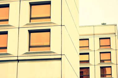 Soyut en az tarzı mimari arka plan. Modern bina cephe detay. Retro renkleri stilizasyon