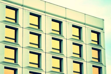 Soyut en az tarzı mimari arka plan. Modern bina cephe detay. Retro renkleri stilizasyon