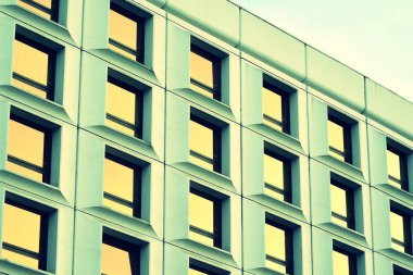 Soyut en az tarzı mimari arka plan. Modern bina cephe detay. Retro renkleri stilizasyon