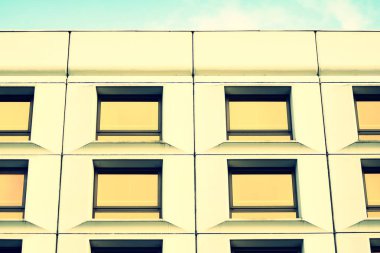 Soyut en az tarzı mimari arka plan. Modern bina cephe detay. Retro renkleri stilizasyon