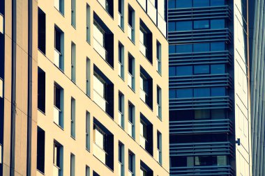 Soyut en az tarzı mimari arka plan. Modern bina cephe detay. Retro renkleri stilizasyon