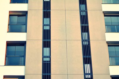 Soyut en az tarzı mimari arka plan. Modern bina cephe detay. Retro renkleri stilizasyon