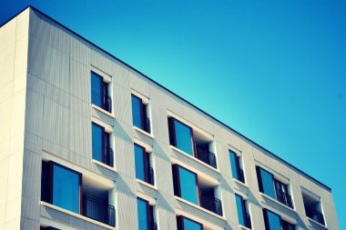 Soyut en az tarzı mimari arka plan. Modern bina cephe detay. Retro renkleri stilizasyon