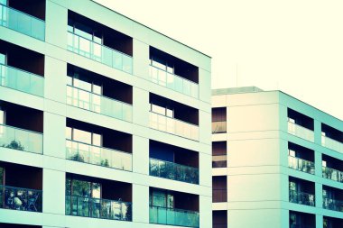 Modern apartmanın dış. Retro renkleri stilizasyon