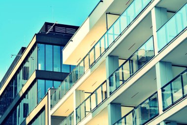 Modern apartmanın dış. Retro renkleri stilizasyon