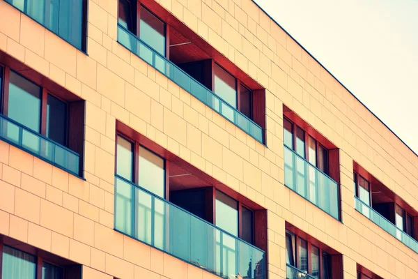 Modern Apartment Building Exterior Retro Colors Stylization — Stock Photo, Image