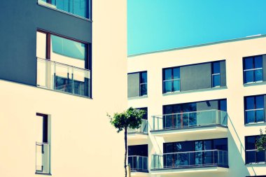 Modern apartmanın dış. Retro renkleri stilizasyon