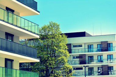 Modern apartmanın dış. Retro renkleri stilizasyon