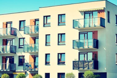 Modern apartmanın dış. Retro renkleri stilizasyon