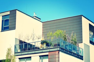 Modern apartmanın dış. Retro renkleri stilizasyon