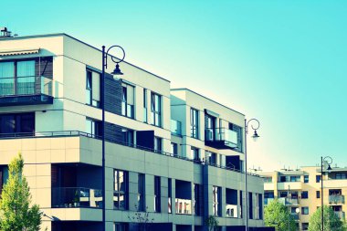 Modern apartmanın dış. Retro renkleri stilizasyon