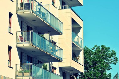 Modern apartmanın dış. Retro renkleri stilizasyon