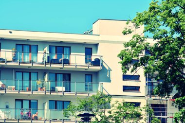 Modern apartmanın dış. Retro renkleri stilizasyon