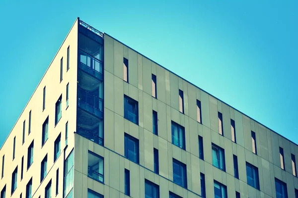 Moderno Edificio Apartamentos Exterior Estilización Colores Retro —  Fotos de Stock