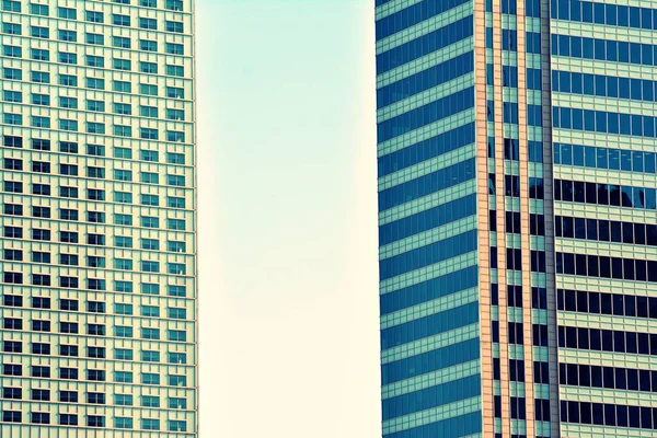 Modern Office Building Clear Sky Background Retro Stylized Colorful Tonal — Stock Photo, Image