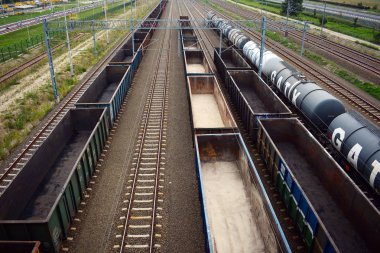 Boş vagonlar. Yukarıdan görüntülemek.