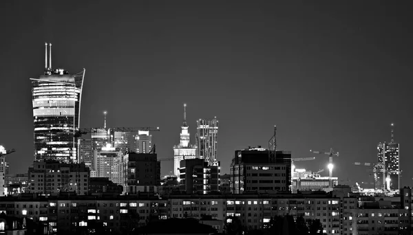 View Downtown Business Skyscrapers City Center Black White — Stock Photo, Image