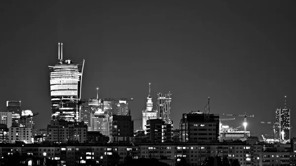 Blick Auf Wolkenkratzer Der Innenstadt Stadtzentrum Schwarz Weiß — Stockfoto
