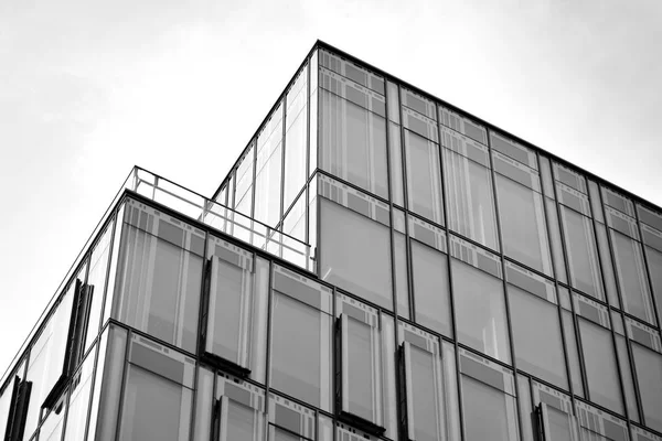 Modern Office Building Wall Made Steel Glass Black White — Stock Photo, Image