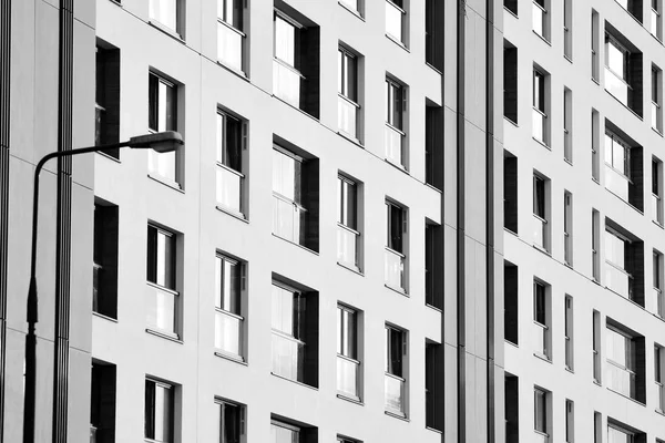 Moderno Edificio Apartamentos Exterior Blanco Negro —  Fotos de Stock