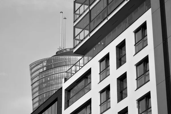 Modern Lägenhet Byggnad Exteriör Svart Och Vitt — Stockfoto