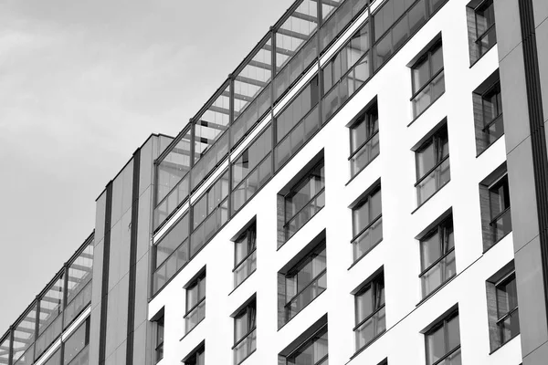 Moderno Edificio Apartamentos Exterior Blanco Negro — Foto de Stock