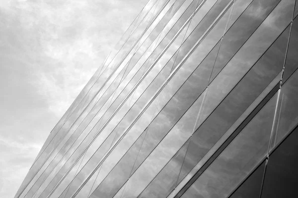 Modern Kontorsbyggnad Vägg Gjord Stål Och Glas Svart Och Vitt — Stockfoto