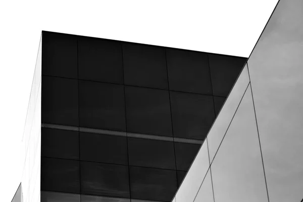 Moderno Edificio Oficinas Pared Acero Vidrio Blanco Negro — Foto de Stock